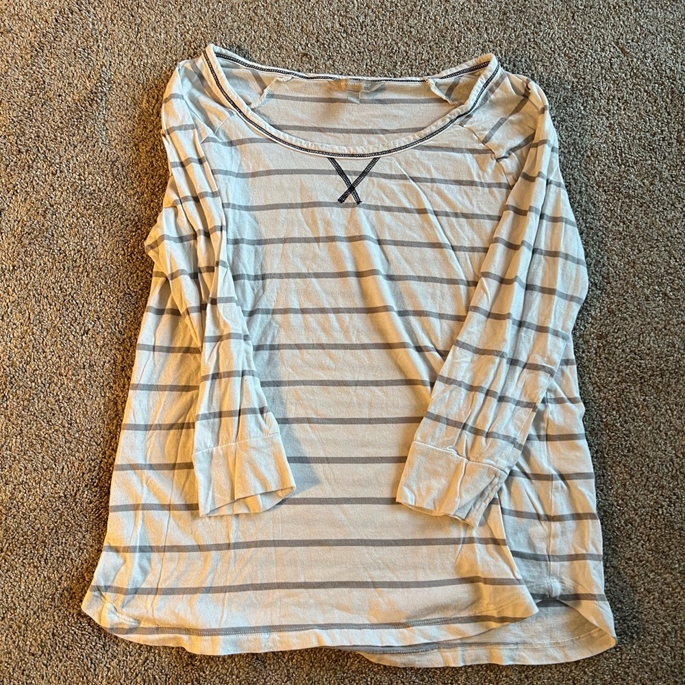 Banana Republic white and gray striped long sleeve top size XS